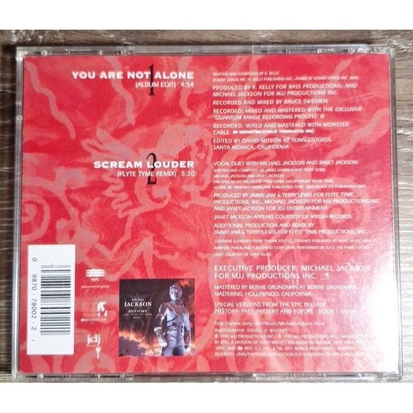 Michael Jackson - You Are Not Alone CD Single (1995) Scream Louder Flyte Tyme Re - Picture 2 of 3